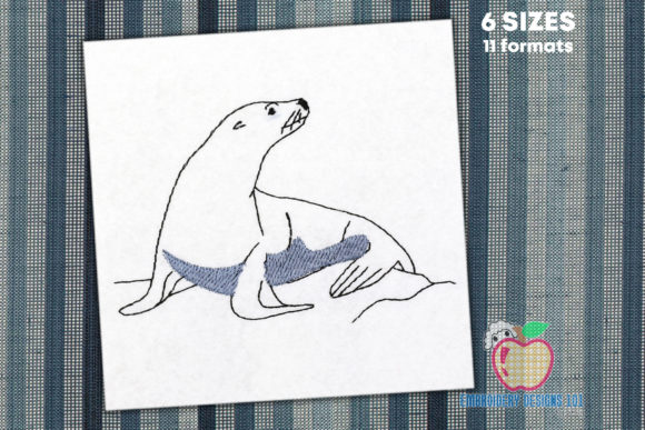 Beautiful Sea Lion Embroidery Design