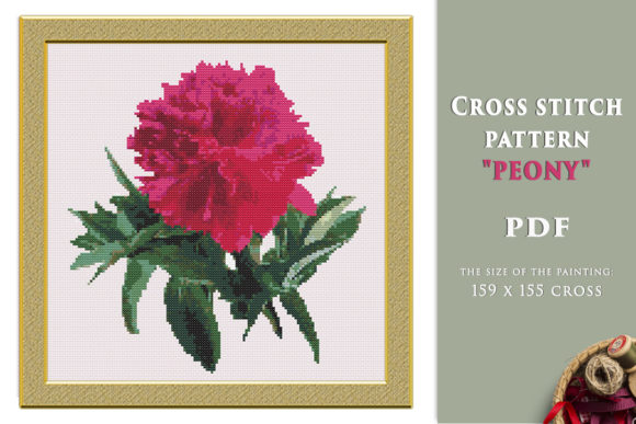 Cross Stitch Pattern Peony