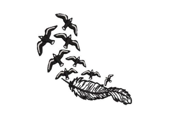 Feather and Birds: A Thoughtful Embroidery Design for Meaningful Gifts
