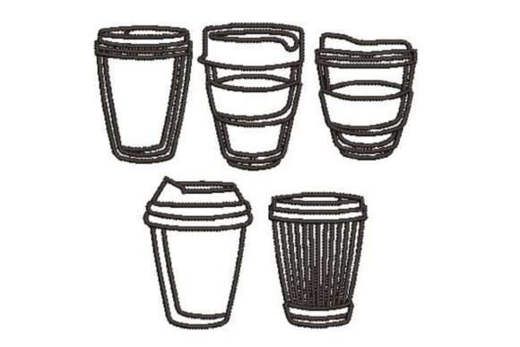 Reusable Coffee Cups Embroidery Design