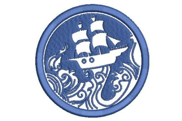 Ship in a Storm Embroidery Design